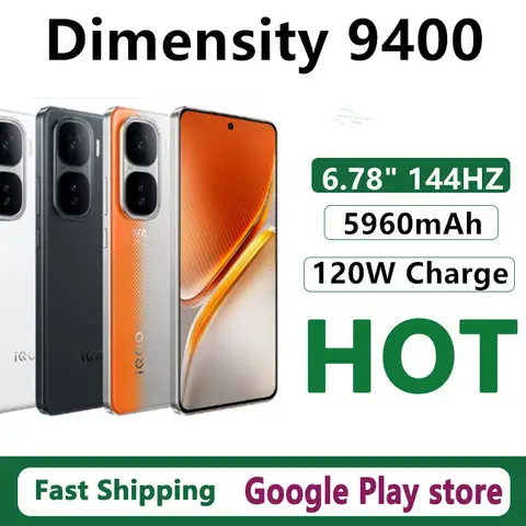 Originele Vivo Iqoo Neo 10 Pro mobiele telefoon Afmeting 9400 Android 15.0 OTA 6.78 "AMOLED 144HZ 120W Lading 50,0MP Camera 5960mAh