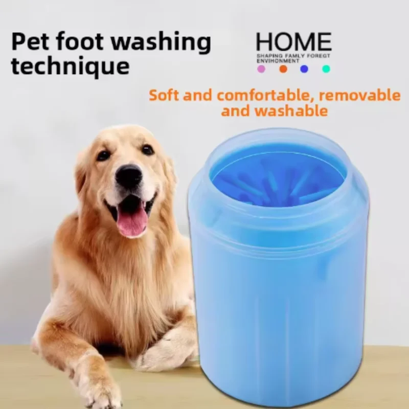 Gobelet de nettoyage pour pattes de chien en silicone souple, portable pour extérieur, avec peignes et brosse de lavage rapide pour pattes d'animaux, seau de nettoyage des pattes