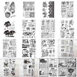 15*20 CM Large Collection Silicone Vintage Plant Ledger Script Clear Stamps for Card Making Scrapbooking Decoration Crafts Stamp
