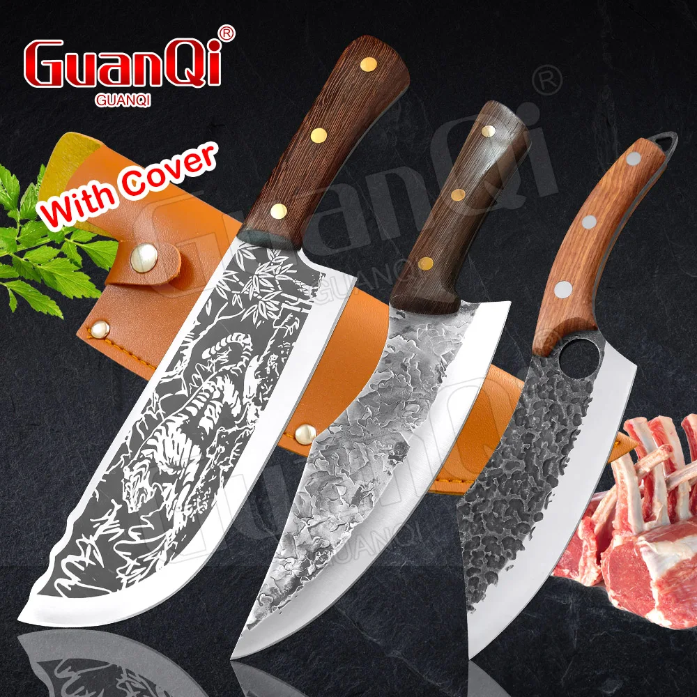 Stainless Steel Kitchen Knives Wood Handle Butcher Meat Fishing Knife Handmade Forged Cleaver Chef Knives 5Cr15 Kitchen Tools