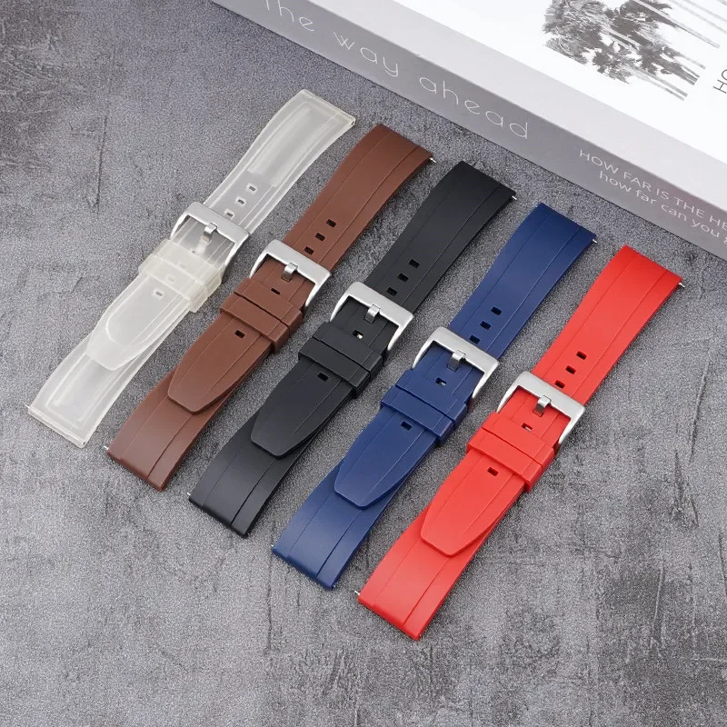 TPU Rubber Quick Release Strap 20mm 22mm 24mm 26mm Spot Waterproof Silicone Wrist Band for Seiko Omega Rolex Watch Accessories