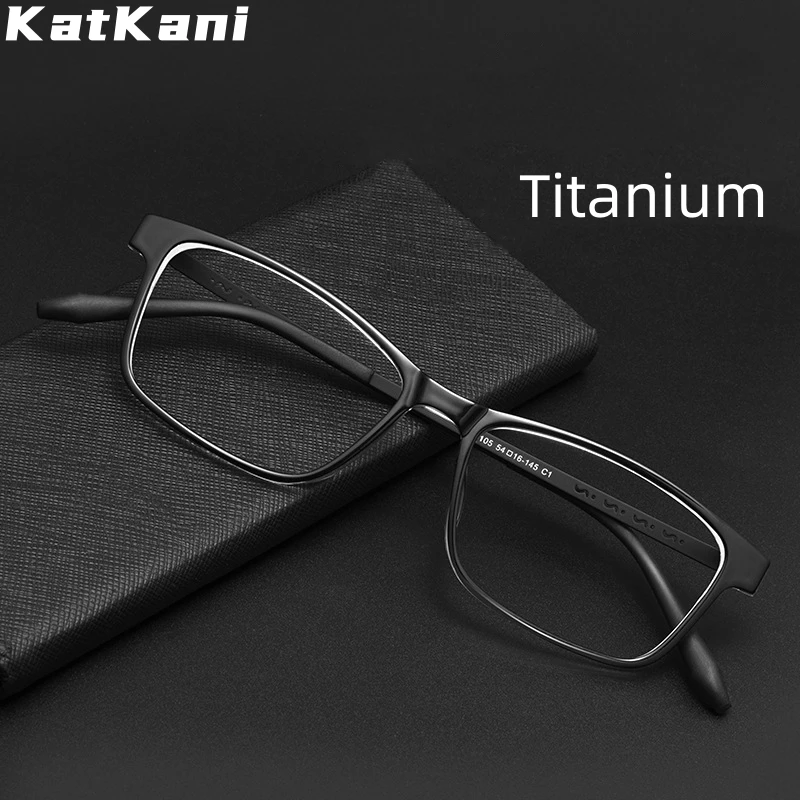 

KatKani 2022 New Fashion Eyewear Comfortable Retro Ultra Light Square Titanium Optical Prescription Glasses Frame For Men 99105T