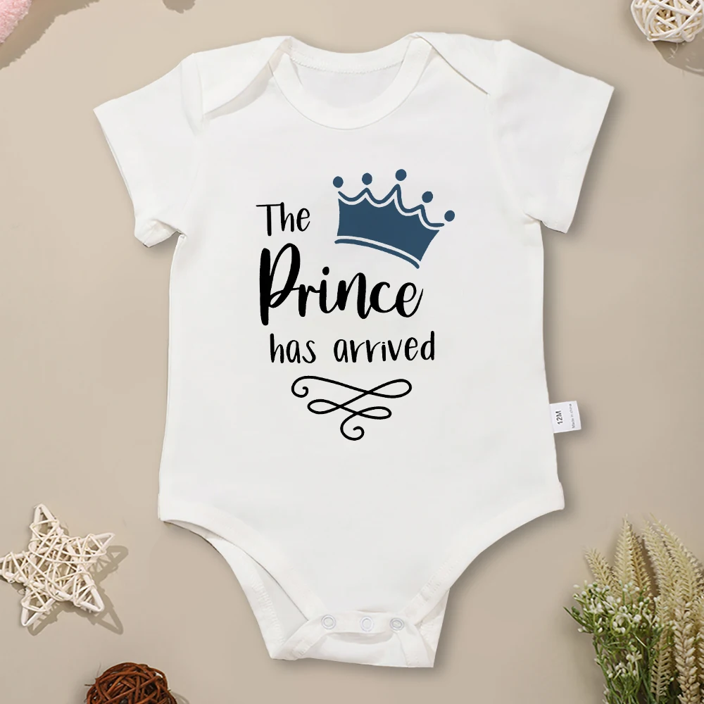 The Prince Has Arrived Stylish Baby Boy Clothes Cotton Bodysuit 0-3 Months Trend Summer Home Infant Onesies Comfy Breathable