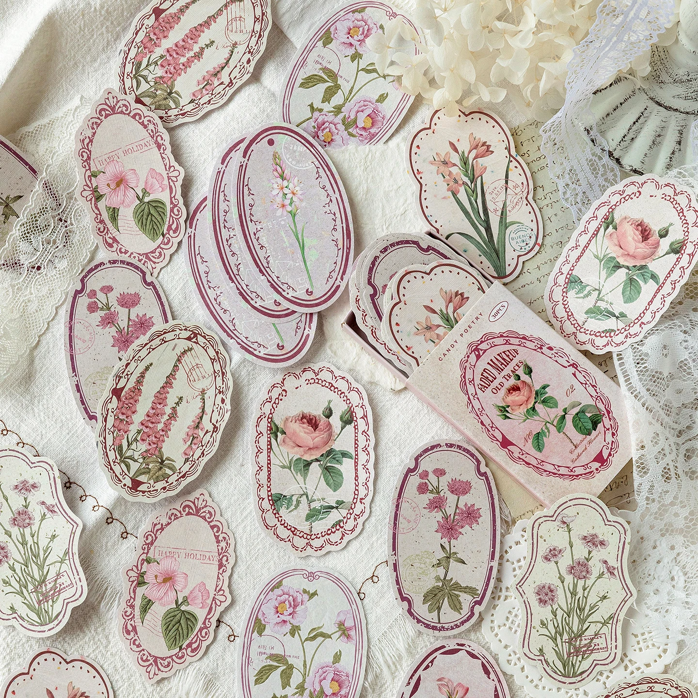 Morning Flowers Afternoon Harvest Journal Stickers High Aesthetic Value Ins-Style Vintage Floral Plant Patterns DIY Gift Decoration Sealing Stickers
