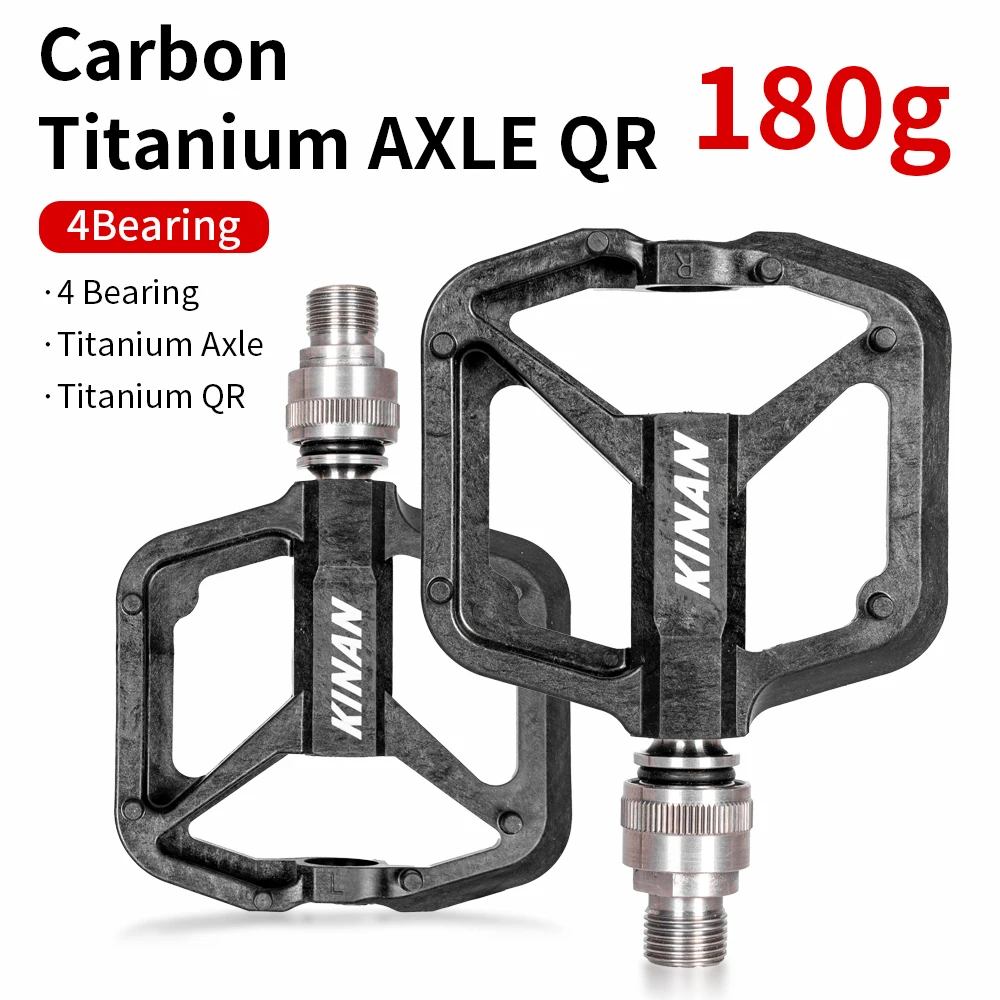 AliExpress KORE Carbon Quick Release Bike Pedals Titanium Axle 4 Bearings Ultralight 180g Anti-Slip Universal For Road MTB Folding Bike