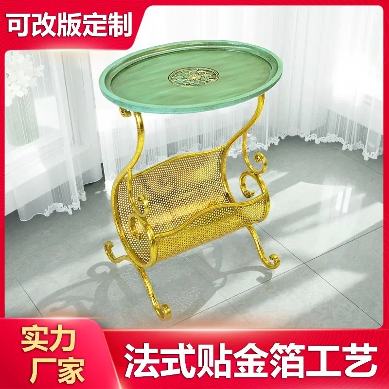 Gold foil art wooden table simple coffee table balcony sofa side corner few Amazon homestay afternoon tea table small apar
