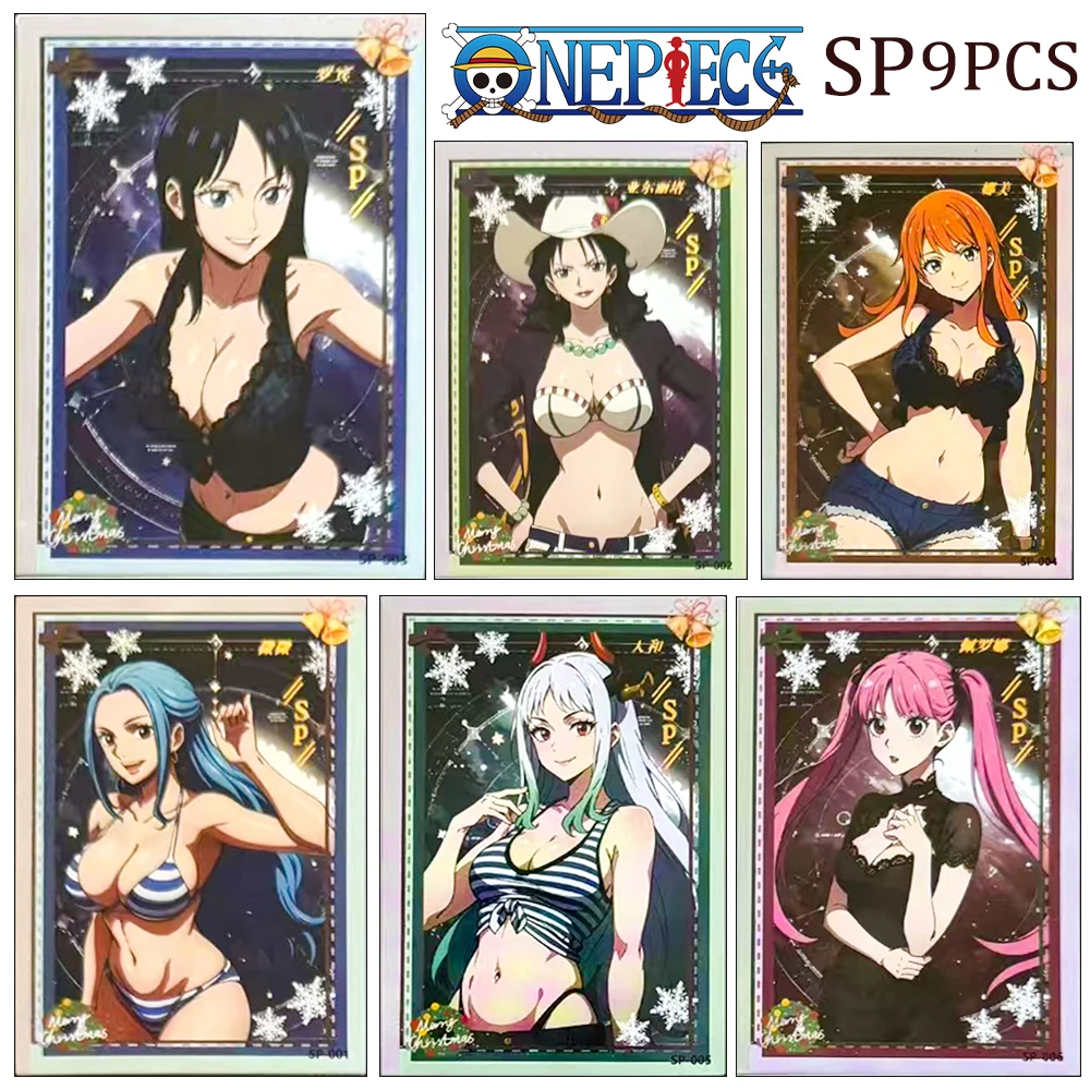 One Piece DIY 9PCS/SETChristmas style collectible cards flickering Luffy Zoro Hancock Yamato Robin Nami Perona Collectible cards