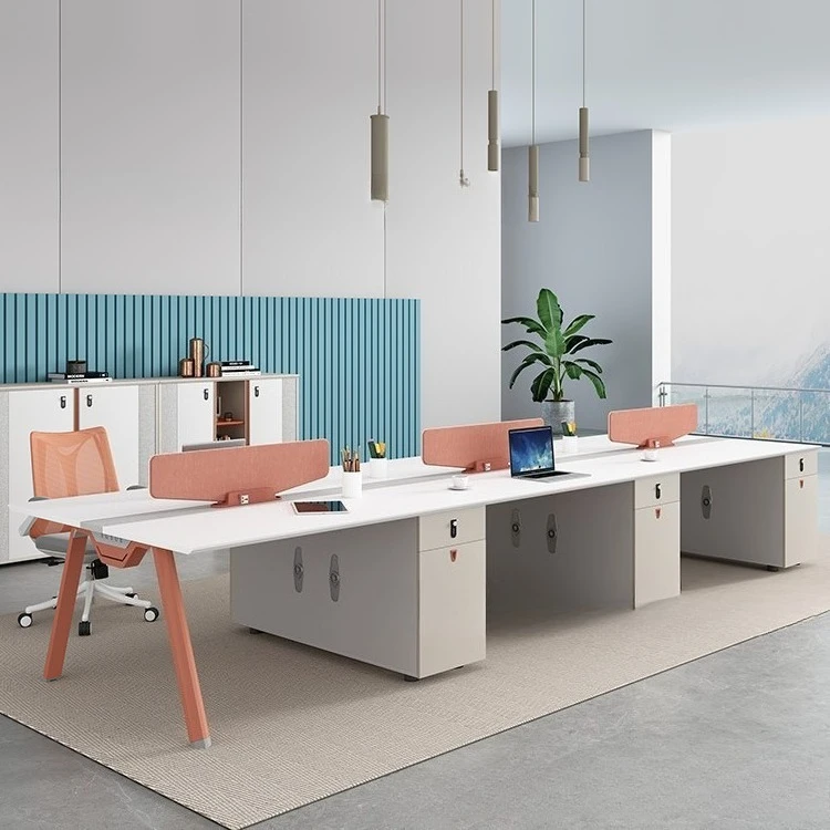 Staff office desk and chair combination workstation simple modern four six eight seat booth screen