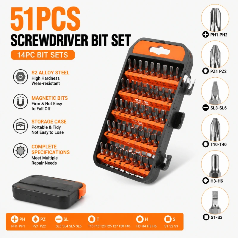 51-in-1 Multi-functional Screwdriver Repair Kit with Various Bits Practical Maintenance  Glasses  Sewing Machine Repair Tool Kit