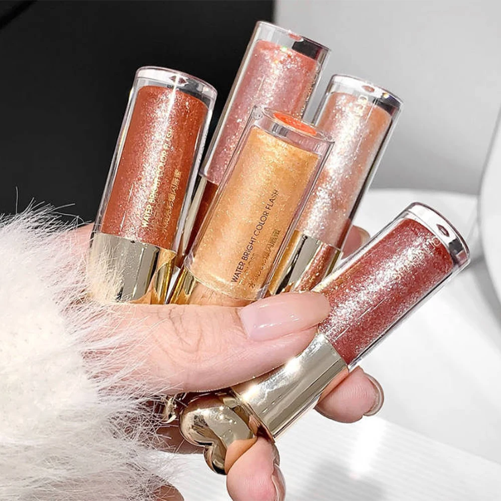 Lucidalabbra Idratante Scintillante con Glitter, Lunga Durata, Impermeabile, Effetto Brillante, Rossetto Liquido Effetto Acqua, Cosmetici per Labbra Sexy