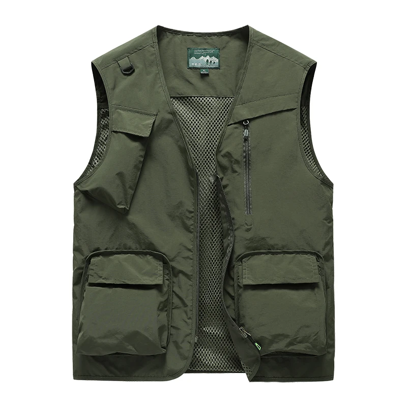 Men Women Spring Autumn Cargo Vests Multi-Pocket Utility Waistcoat Outdoor Hiking Fishing Casual Sleeveless Jacket