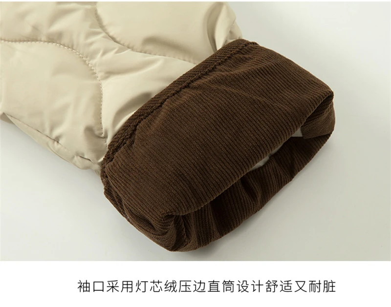 Autumn Down Cotton Padded Jacket Women's 2025 Contrast Lapel Rhombic Thin Short Loose Spring Cotton Padded Casual Coats Female