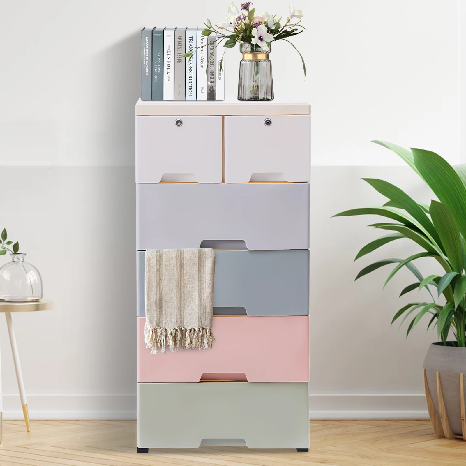 Multi-Layer Assembled Baby Wardrobe Storage Cabinet Plastic Bedroom Furniture