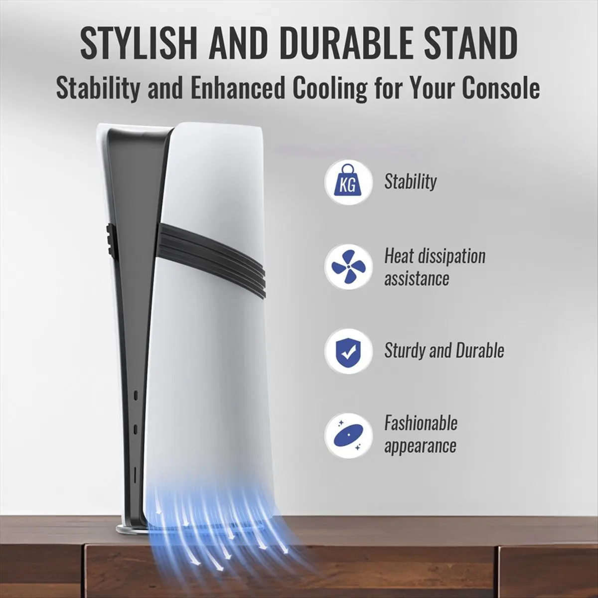 AB53 Vertical Stand Game Console Host Stand Anti-Slip Base Stand Replacement for Pro/ Slim/ Console Blue