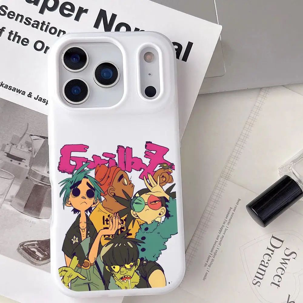 Anime ROCK BAND G-Gorillazs Trendige Handyhülle für iPhone 17 16 15 14 13 12 11 Pro Max Plus Mini Hülle Transparente Weiche Schutzhülle