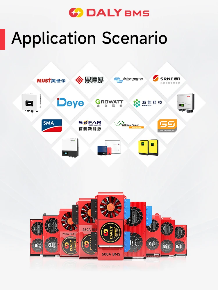 Daly Smart BMS Lifepo4 CAN 1A Active Balance 4S 12V 8S 24V 16S 48V 100A 150A 200A 250A 18650 Battery Pack for Energy Storage