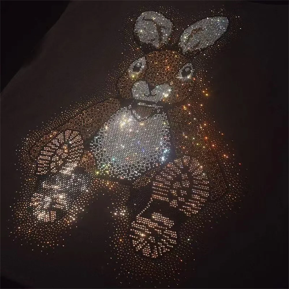 Fashion rabbit iron-on diamond patch DIY subsidy patch iron on sweater T-shirt jacket decorative large patch