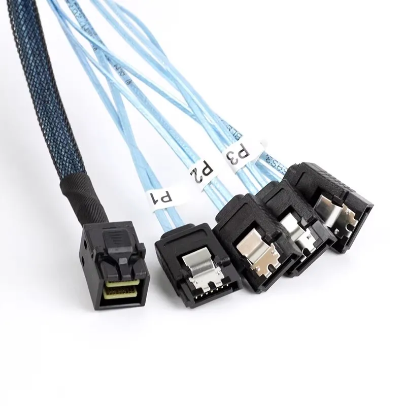 

Внутренний кабель 12G HD Mini SAS SFF-8643 — 4X SATA, подключение 4 SATA к жесткому диску