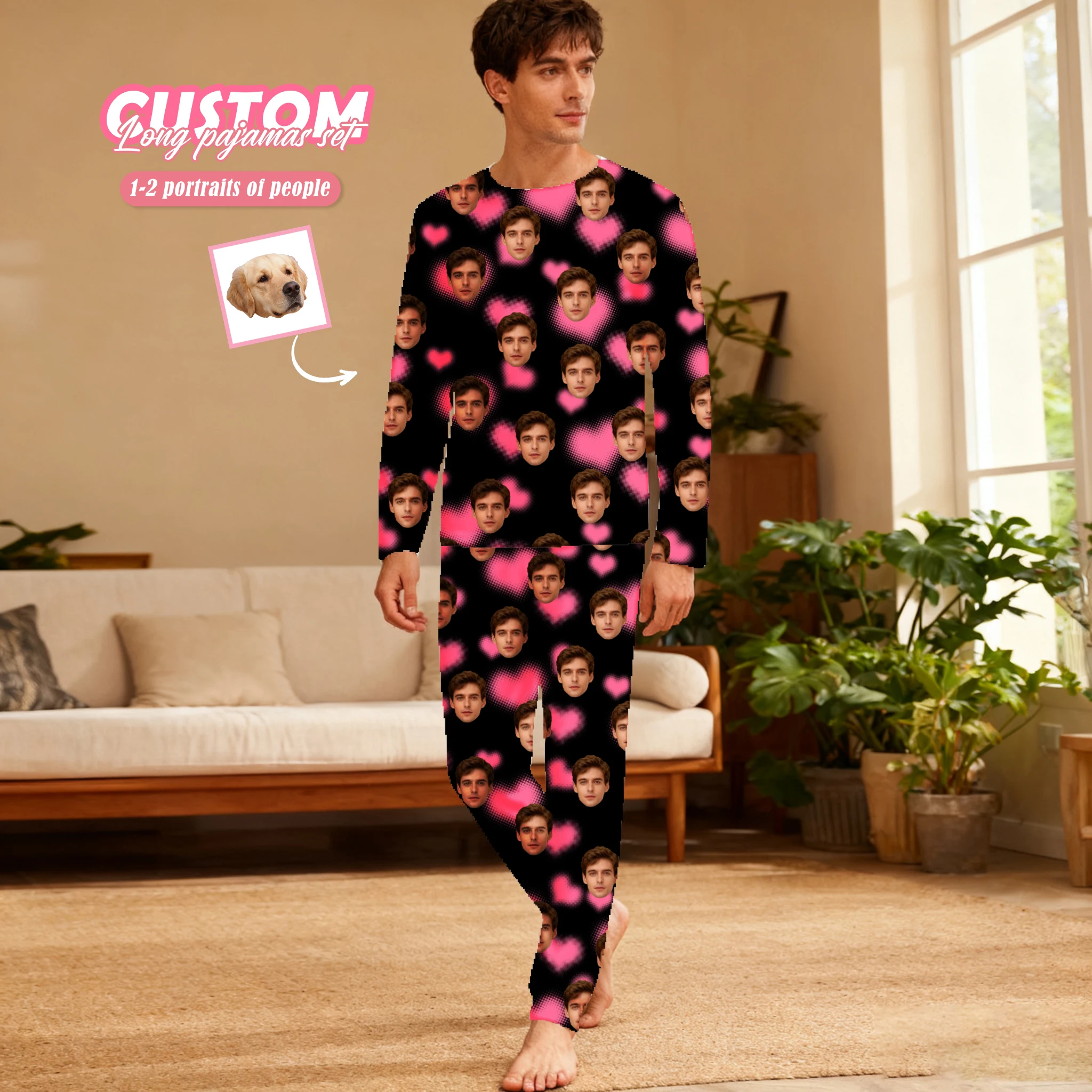 Custom Christmas Face Family Pajama Sets Personalized Photo Homewear Set