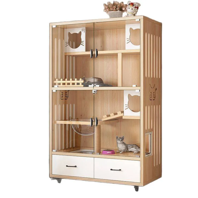 Cat house cat cabinet,  villa solid wood cage household indoor nest  house free space cat house