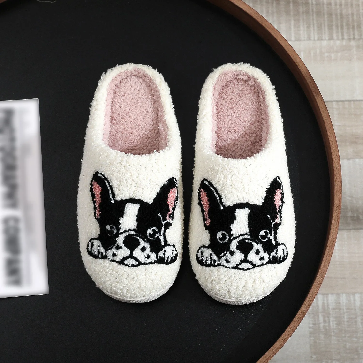 Cute Embroidered Animal Slippers Women Winter Warm Plush Home Shoes Soft Furry Indoor Flats Cozy TPR Non Slip Sole Couple Style