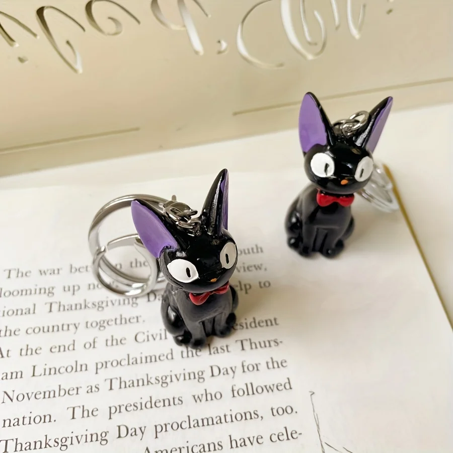 سلسلة مفاتيح قطة سوداء ساحرة - إكسسوارات أزياء نسائية لطيفة من مادة PVC، مناسبة للحقائب والمفاتيح وإكسسوارات القطط #6