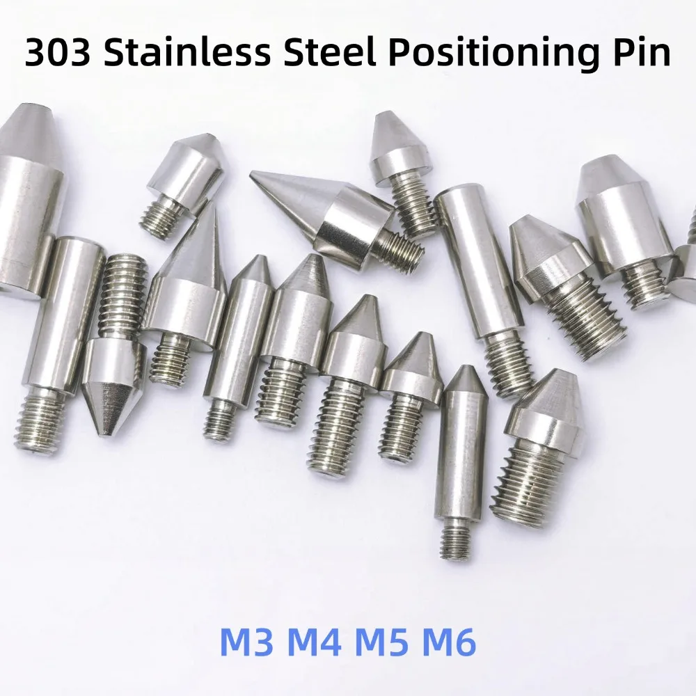 Precision Threaded Locating Stud 303 Stainless Steel M3‑M6 External Thread Locating Pin Flat Round Conical Head Dowel Pin