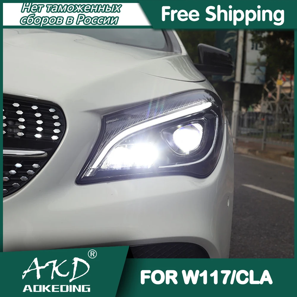 Car For BENZ W117 2014-2020 Headlights DRL Hella LED Bi Xenon Bulb Fog Lights Car Accessory CLA200 260 Head Lamp