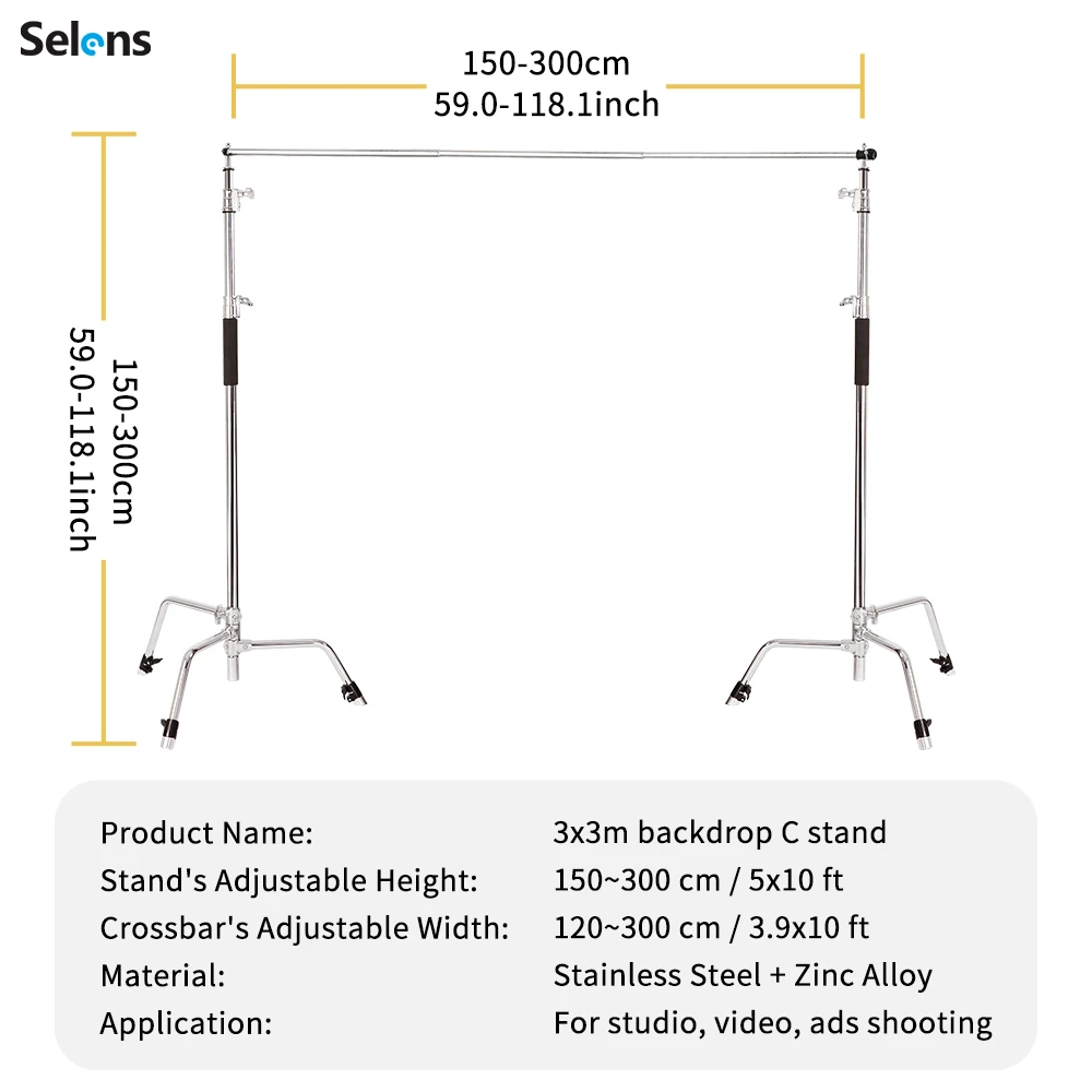 Selens 1 Set Specialty Adjustable Tripod Bracket Photography Prop Photo Studio Kits C-Type Light Stand Background Stand clip 삼각대