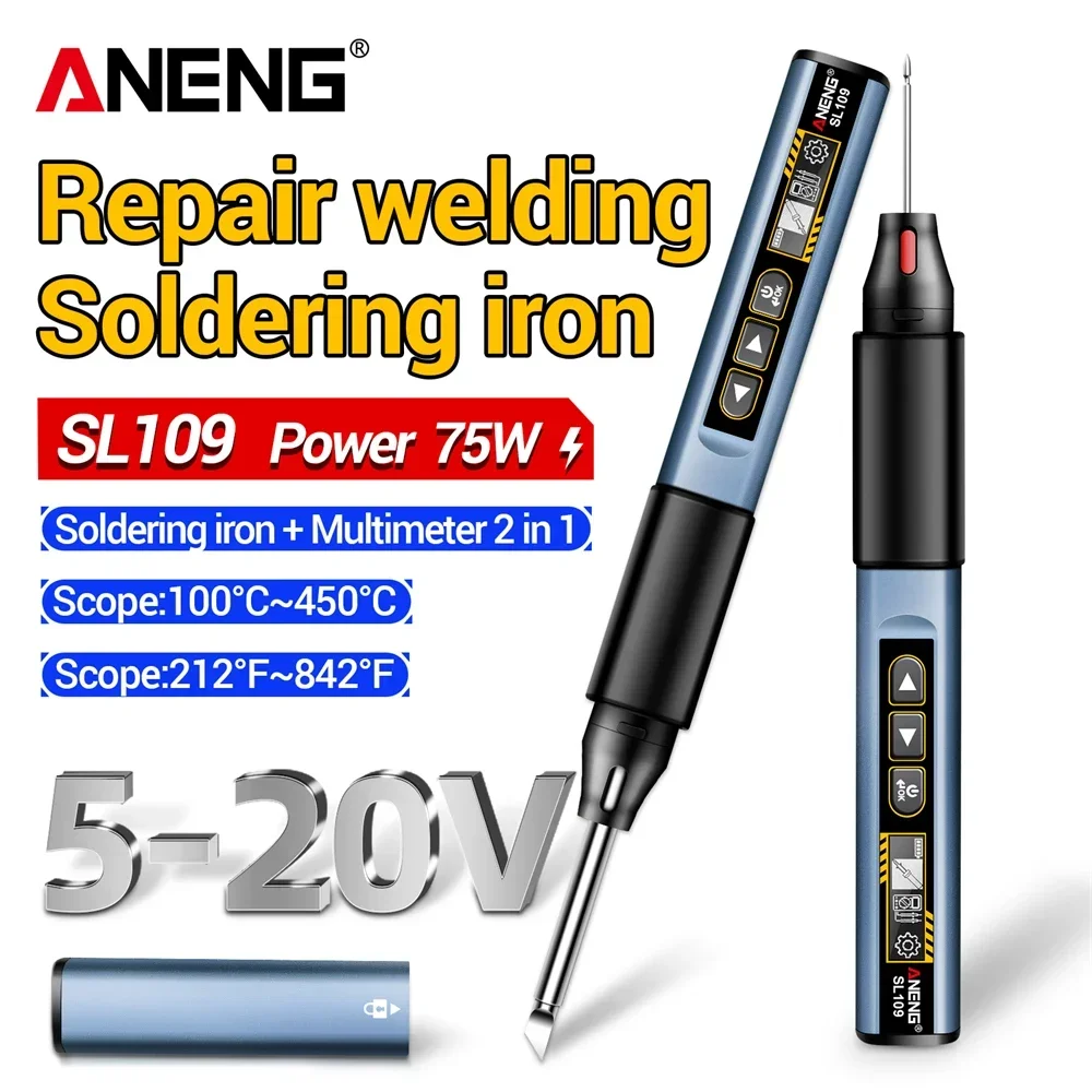 ANENG SL109 Elektrischer Lötkolben mit einstellbarer Temperatur, 75 W, elektrischer Lötkolben, Schweißlöt-Reparaturwerkzeug