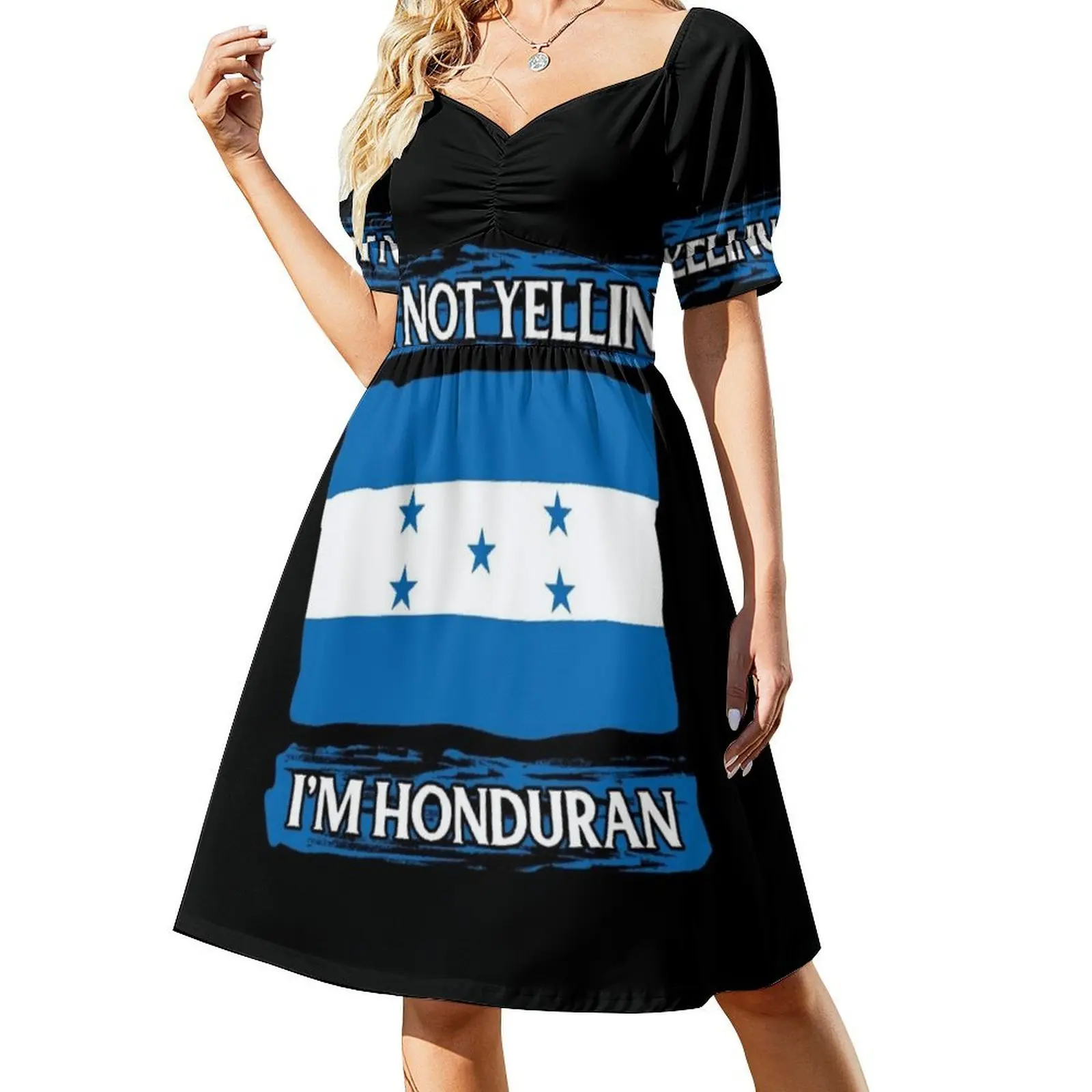 أنا لا أصرخ أنا هندوران هدية مضحكة فستان بوهيمي بدون أكمام متعدد الطباعة شاطئ عطلة فستان الحفلات هندوراس #2