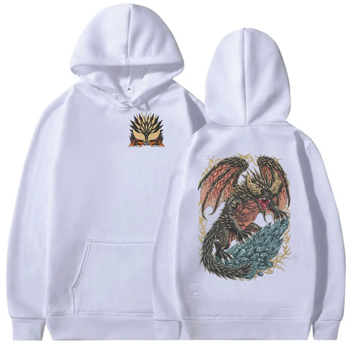 Game Monster Hunter Nergigante The Extinction Dragon Hoodie Men Women Vintage Long Sleeve Oversized Sweatshirt Clothing Pullover