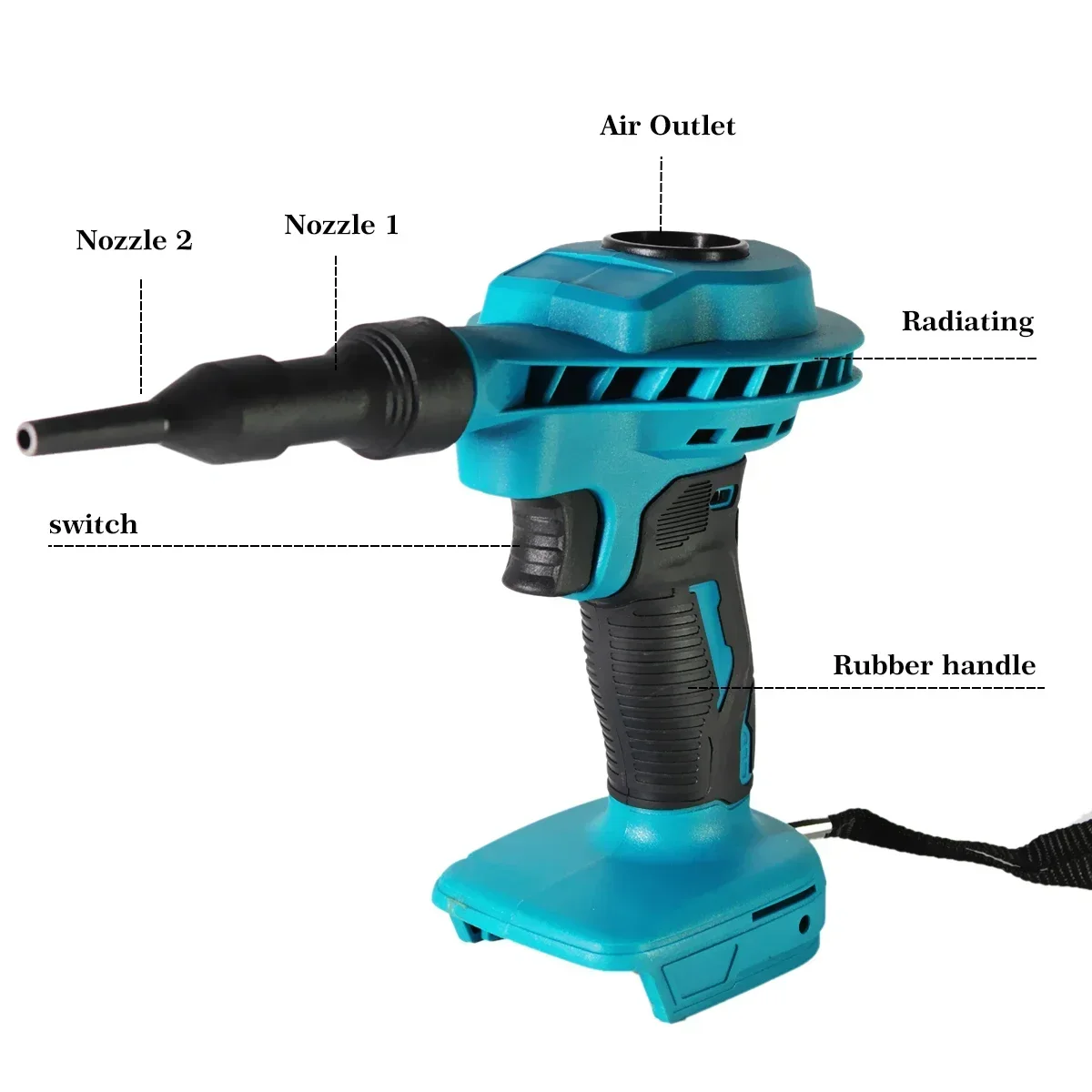 Cordless Air Duster Blower Electric Compressed Canned Air Spray Computer Keyboard Cleaning Power Tools（Only body）For Makita