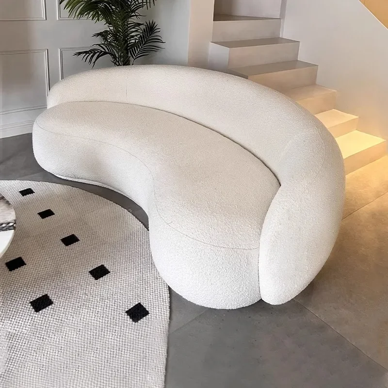 

ABCNordic Style Curved Sofa Set White Cloth Modular Living Room Furniture with Wabi-Sabi Wind for Small Apartments Hotels Made W