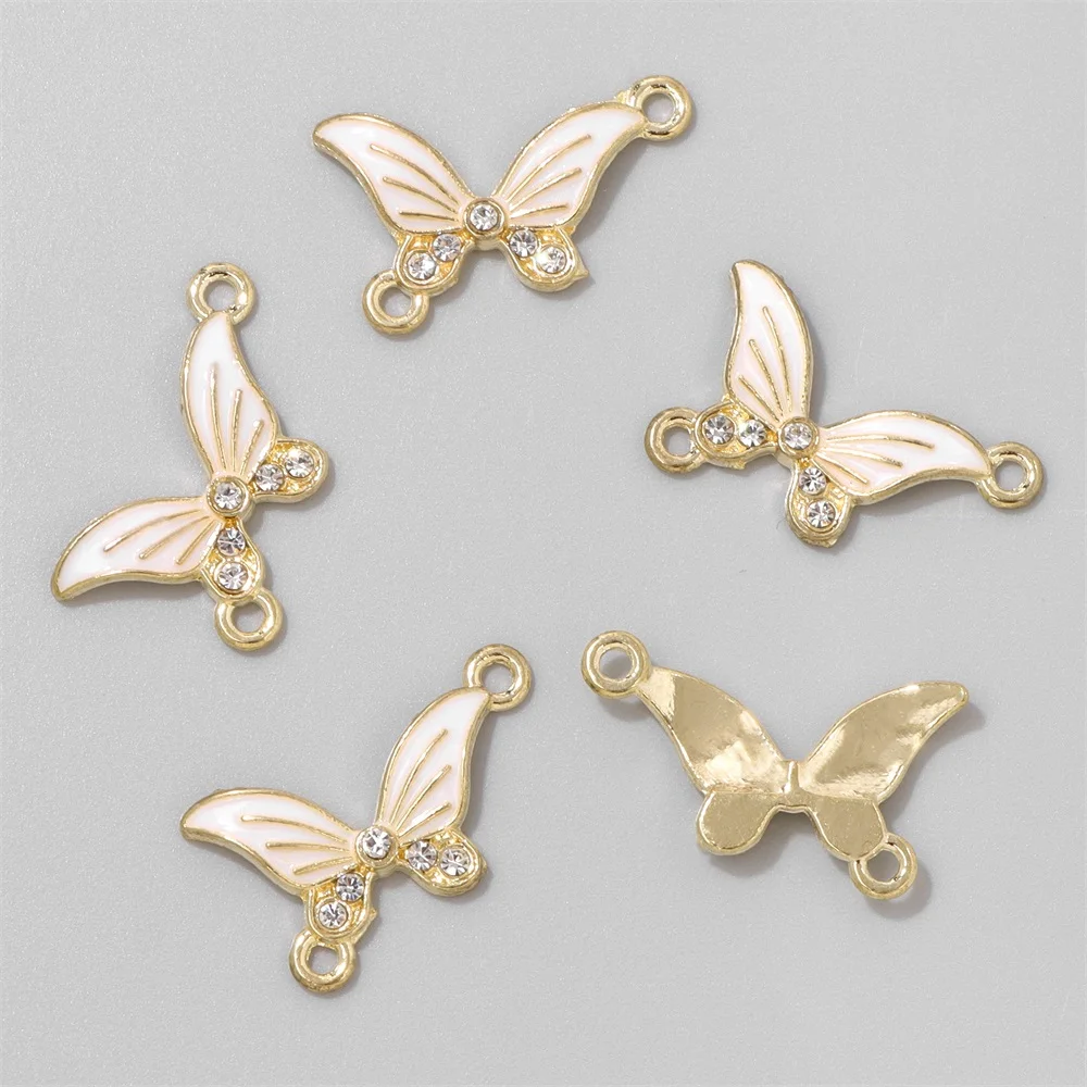 Wholesale Bohemian Butterfly Connector Enamel Alloy Metal Drop Oil Butterflies Charms For Jewelry Making Bracelt Findings DIY