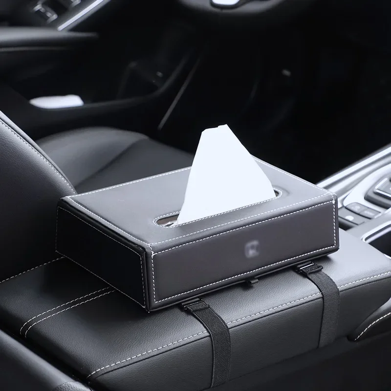 Car Tissue Box Universal Magnet Console Center Nappa Organizer Holder Leather Nordic Napkin Container Auto Back Seat Accessories