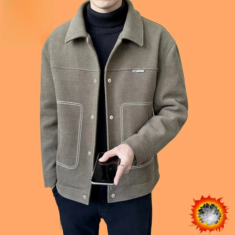 

Winter Thiened Woolen Casual down Jaet Sli Youth Men's Faionable Quilted Parka Ci Leisure Du down Coat