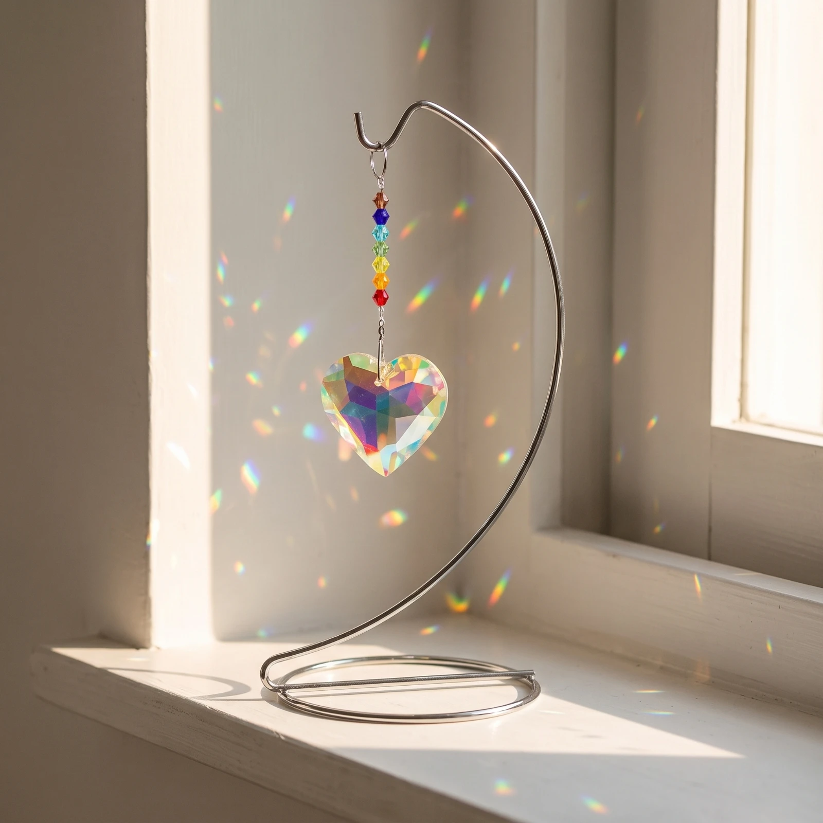 Metal Ornament Stand with Crystal Light-Catching Tabletop Hanger with Crystal Ornament Display Stand with Round Base Faceted