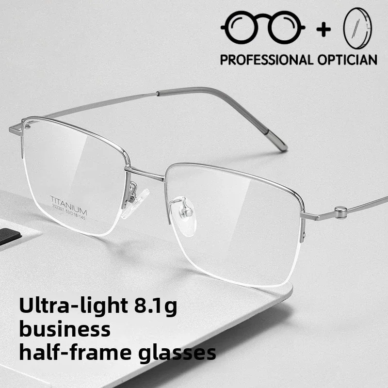 lunettes-optiques-de-prescription-ultralegeres-81g-en-fil-d'argent-demi-monture-pour-myopie-hypermetropie-astigmatisme-anti-lumiere-bleue