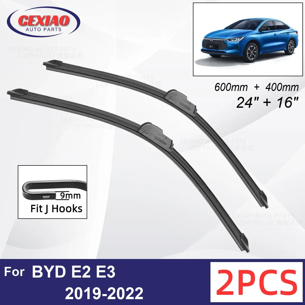 

Car Wiper For BYD E2 E3 2019-2022 Front Wiper Blades Soft Rubber Windscreen Wipers Auto Windshield 24" 16" 600mm 400mm