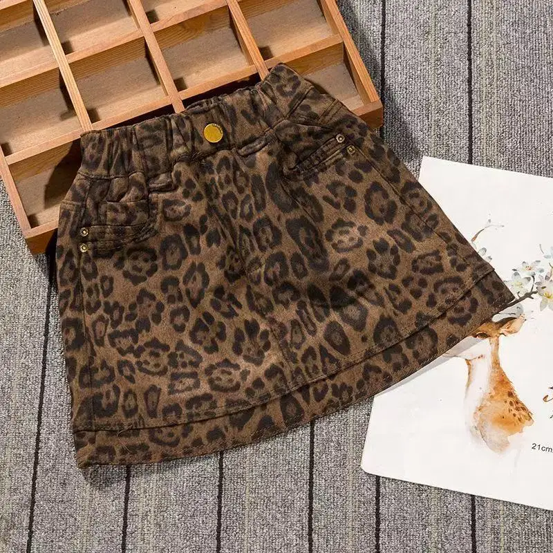 Baby Girls' Spring and Autumn Leopard Print Short Skirt 2025 New Style Children's Fashion and Comfortable Kids Base Skirt