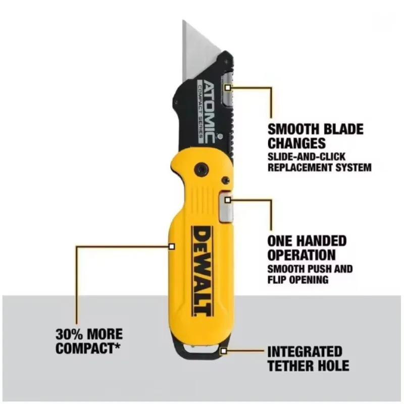 DEWALT DWHT10990/DWHT10992 Push & Flip Folding Utility Knife Compact Foldable Hand Tool for Wallpaper Cutting - view 5