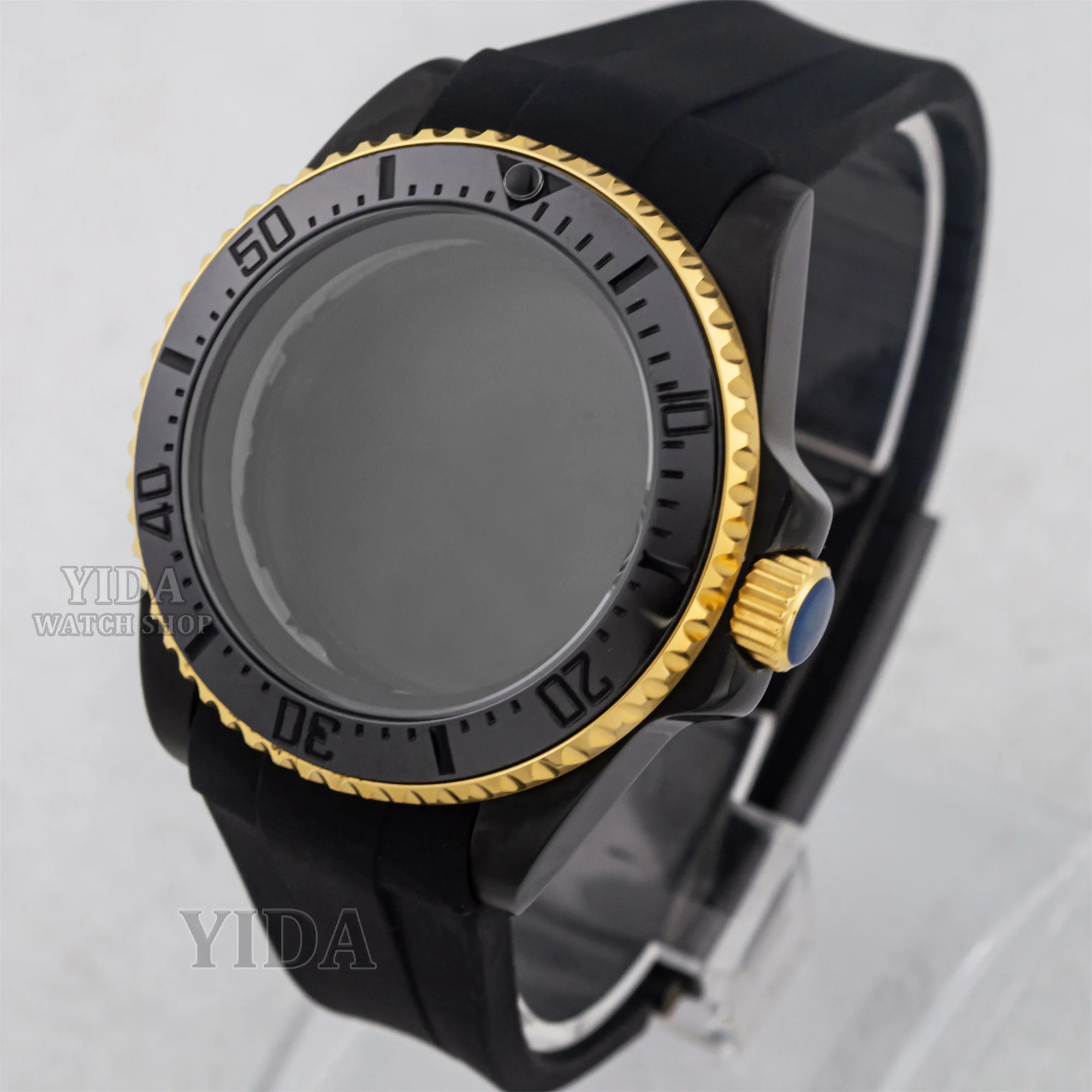 Корпус часов 40 мм, ремешок с PVD-покрытием, черное золото, корпус из нержавеющей стали, резиновый ремешок, сапфировое стекло для SUB GMT NH35 NH36, замена механизмов