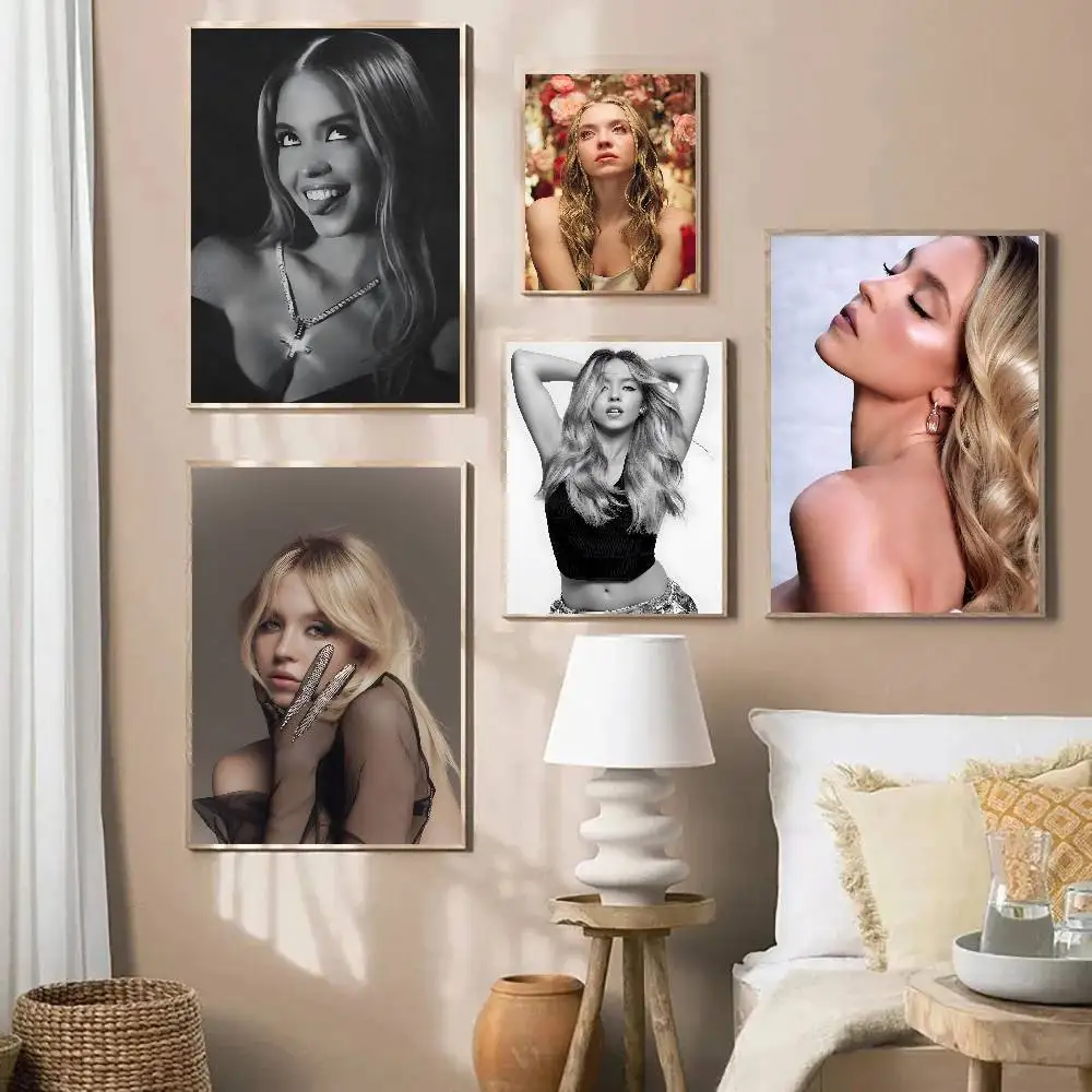 الممثل S-سيدني سويني المشارك قماش اللوحة المشارك مع المطبوعات غرفة نوم المنزل غرفة المعيشة الديكور هدية