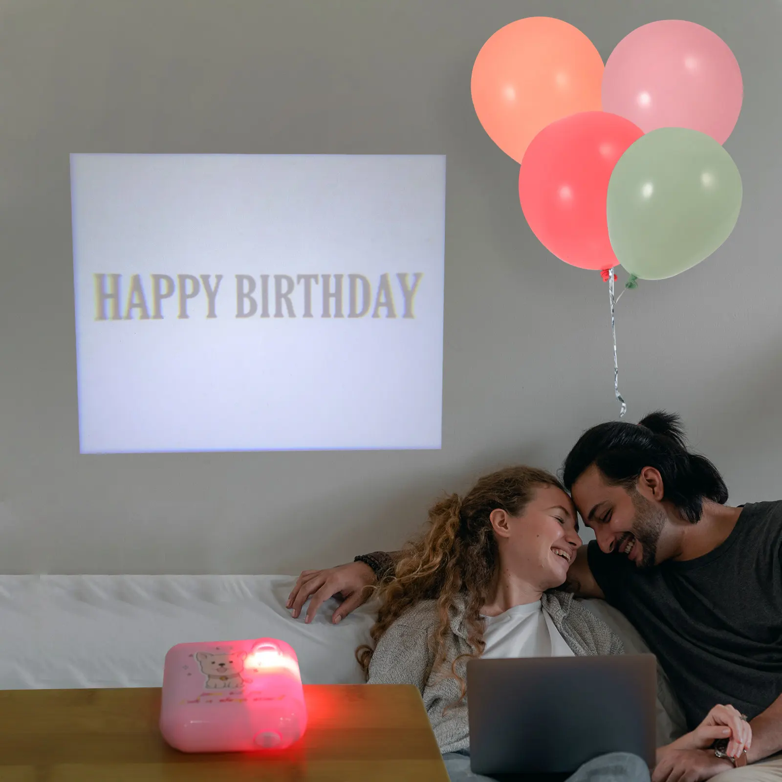 Birthday Projection Light ABS Decorative Projection Lamp Larger Angle Clear Display for Party Celebration Romantic Atmosphere