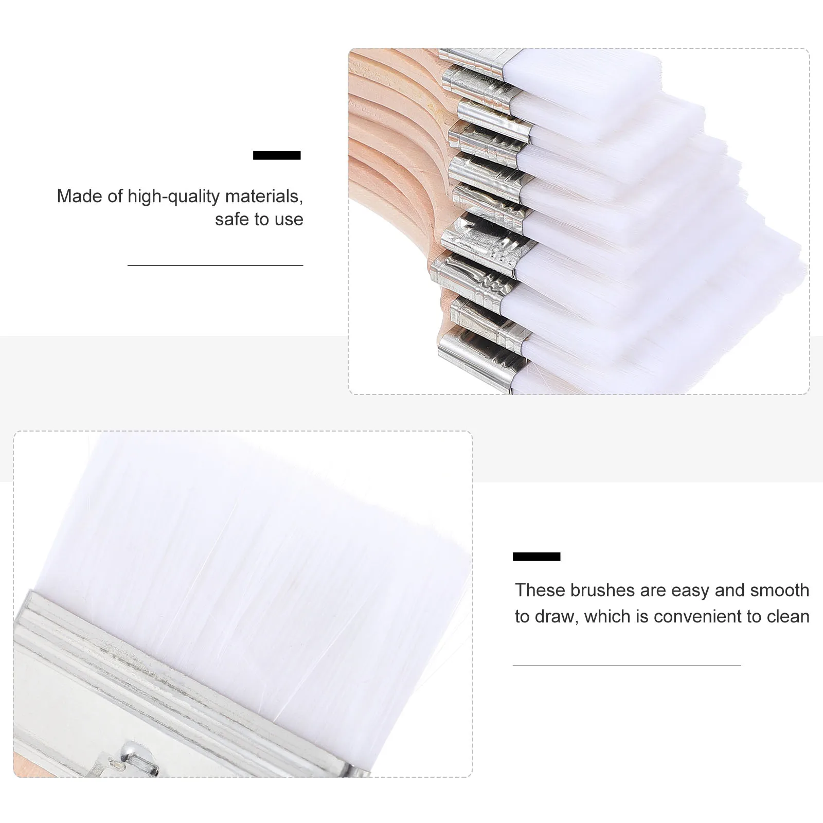 

12 PCS Paint Brush Painting Drawing Paddle Supplies Wax Oil Brushes Small Flat Nylon for Wood Child