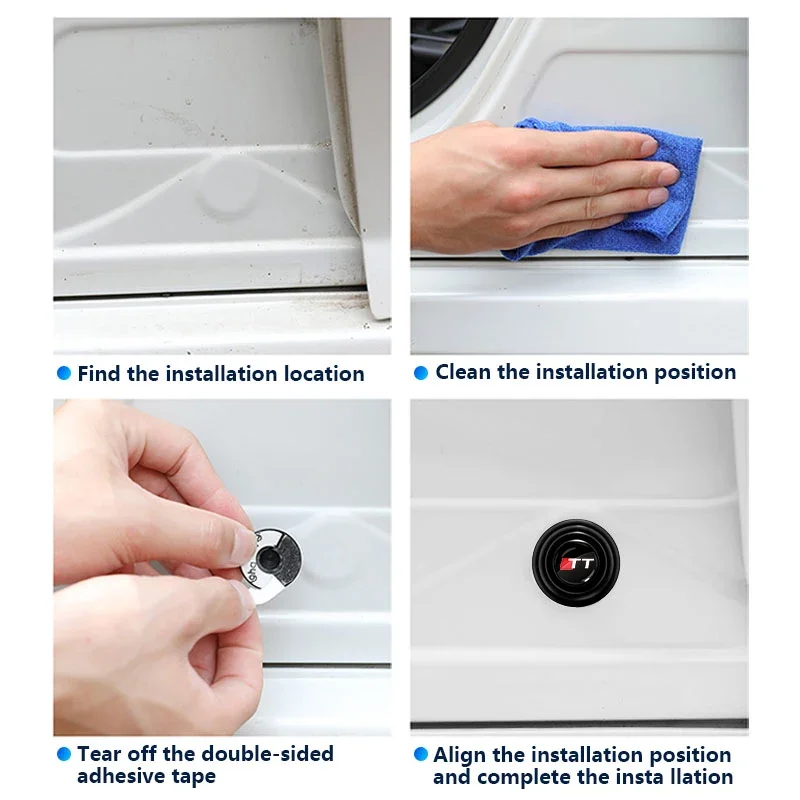 4 szt. Silikonowa uszczelka przeciwwstrząsowa do 2006 Audi TT S Line-2024 dźwiękoszczelne naklejki z cichym buforem