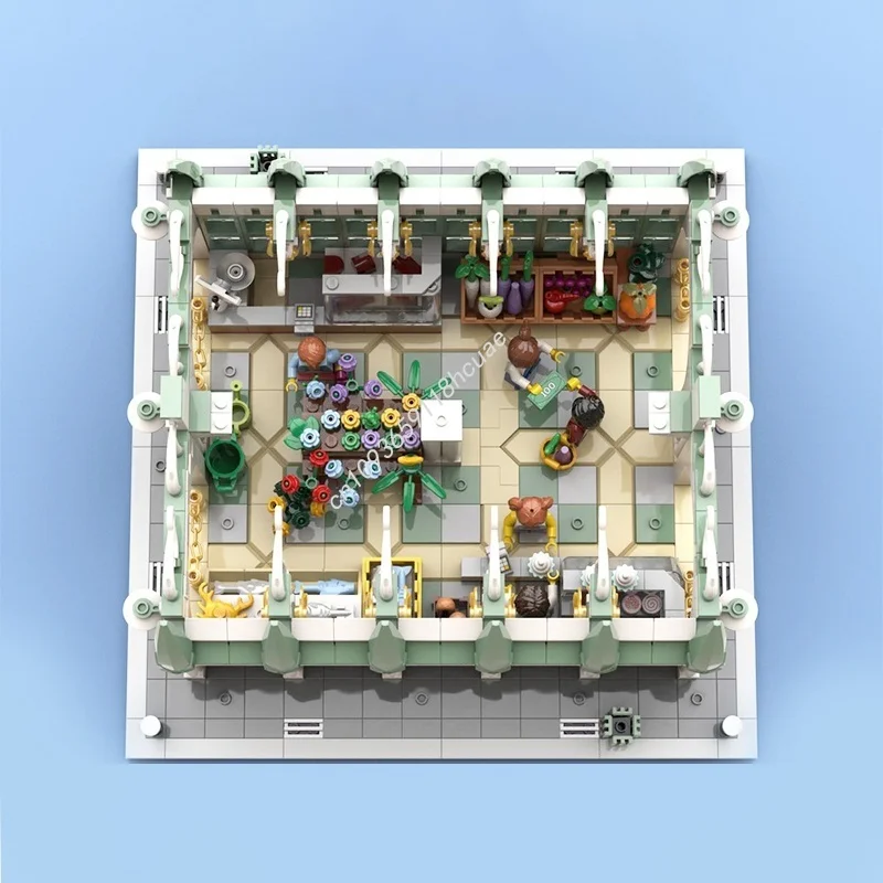 1567 pezzi MOC Market Hall modello modulare blocchi di costruzione costruzione assemblare giocattoli fai da te idea regalo di Natale mattoni compleanno per bambini