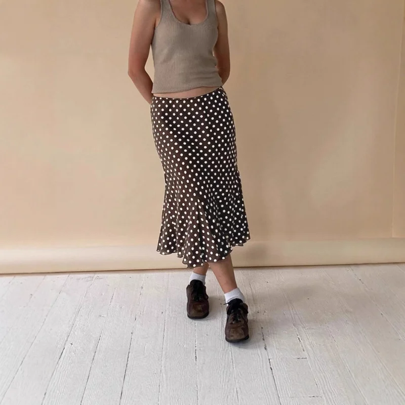 Nuova gonna a pois con stampa a vita bassa Fi Tail Or Gonna svasata svasata slim fit da donna