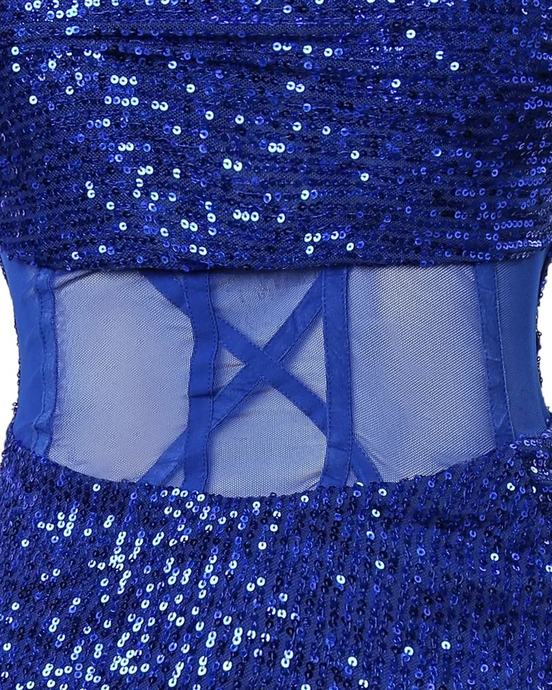 Kontrast Mesh Spaghetti Strap Slit Pailletten Kleid Frauen Frühling Sommer Ärmellose Hohe Taille Knielangen Sexy, Figurbetontes Kleid